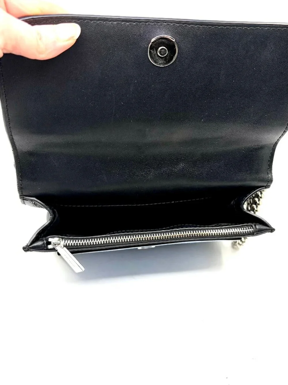 KATE SPADE~Remi Tricolor Metallic Leather Flap Chain Crossbody Bag~NAVY ICY BLUE